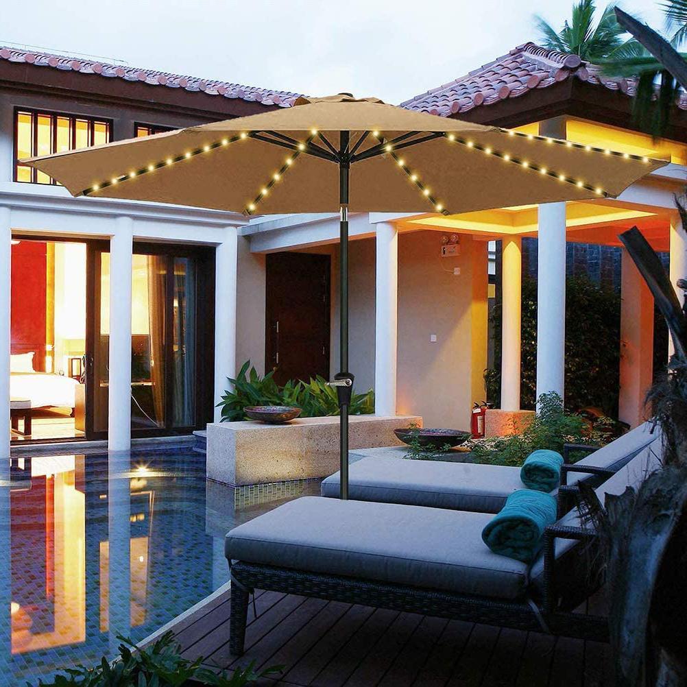 Dış Mekan Veranda Şemsiyesi Işık Zincirleri Uzaktan Kumandalı LED Şemsiye Lambası ve 10 Kablo Bağı