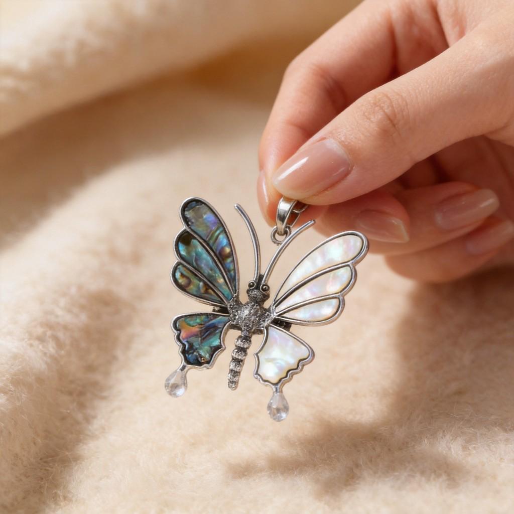 Animal Embossed Shell Butterfly Brooch Pendant With Multi Function Decor For Unisex Wear