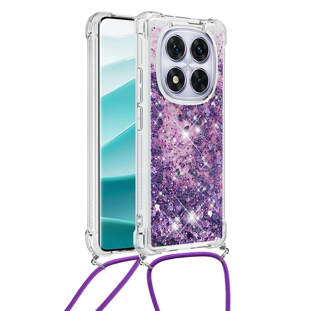 For Xiaomi Poco X7 5G/Xiaomi Redmi Note 14 Pro 5G TPU Case Quicksand Design Phone Cover with Lanyard