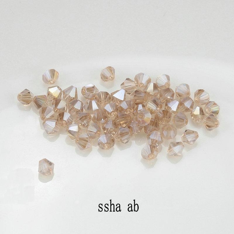 4mm 100pcs Shiny Crystal Beads Bicone Beads Glass Beads Loose Spacer Beads for Bracelet DIY Jewelry Making 200pcs