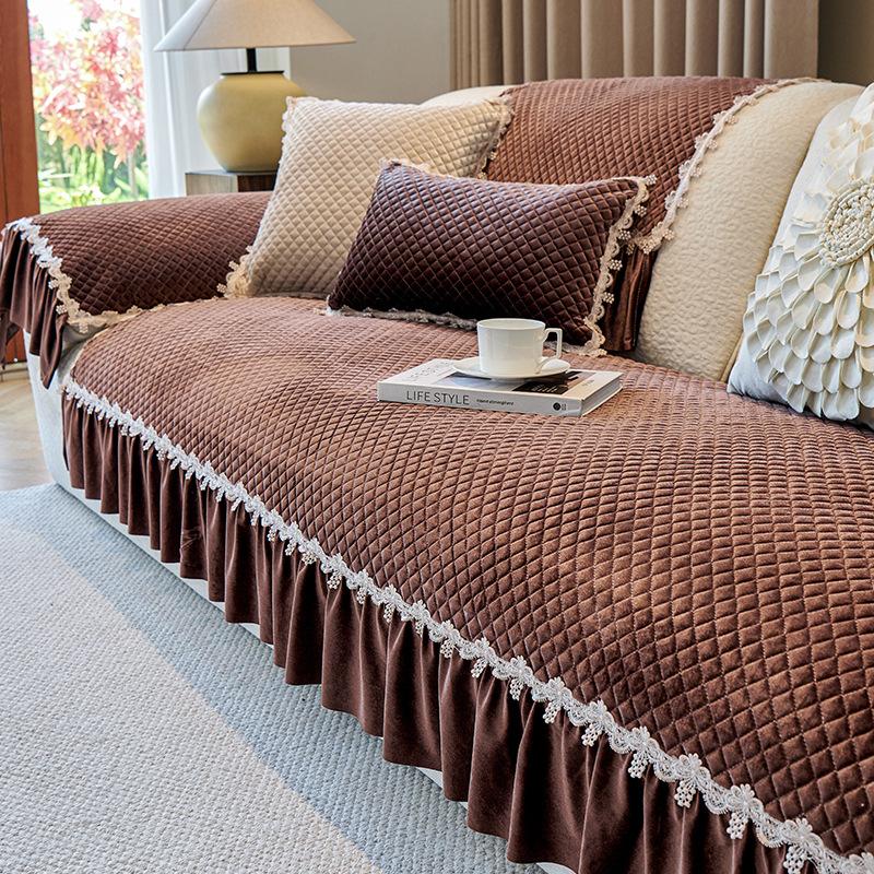 Nordic Simple Short Plush Sofa Cushion  Winter New Seat Cushion High-End Skirt Sofa Cover Cross-Border