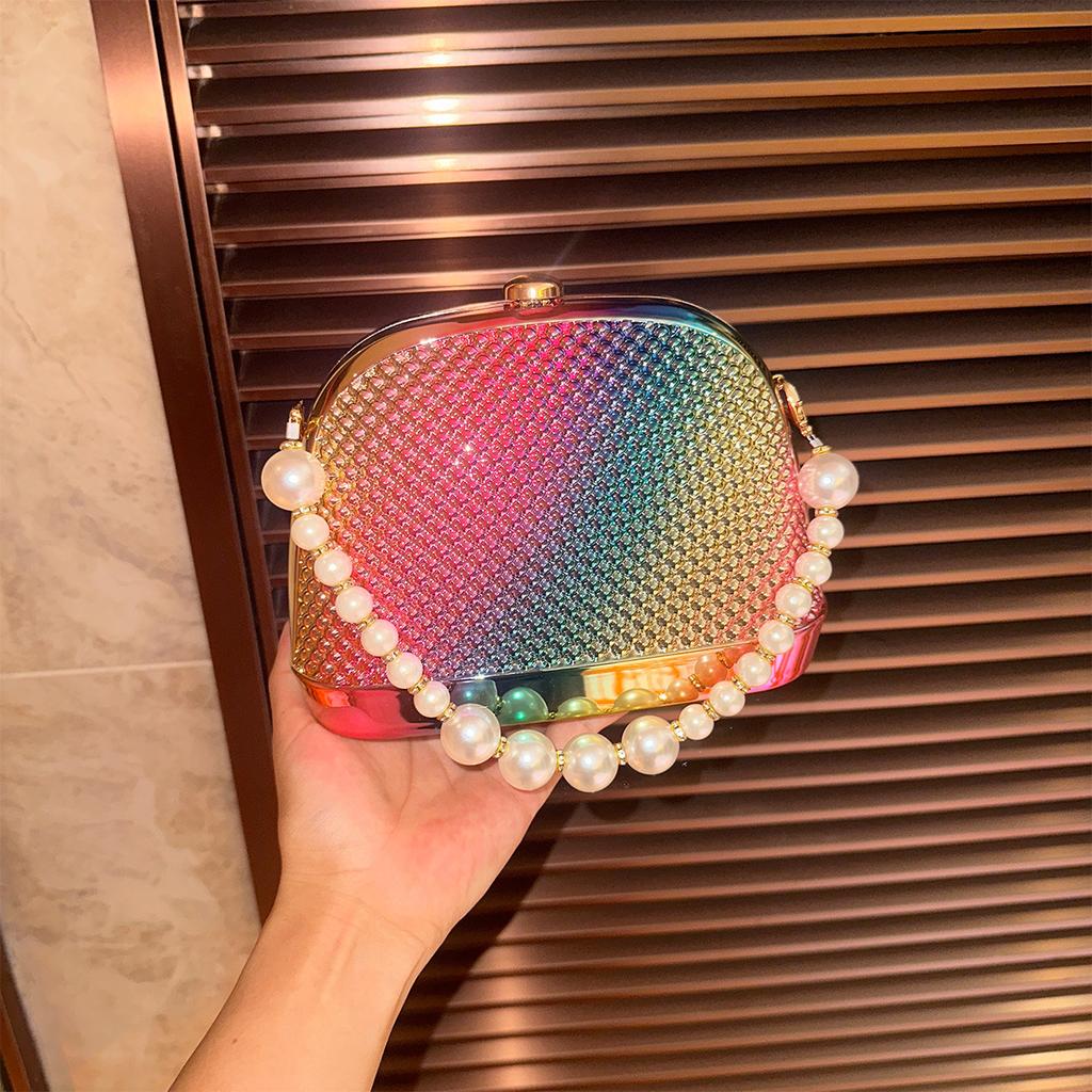 Niche Design Women'S Small Square Bag High Quality Pearl Wrist Celebrity Dinner Acrylic Clutch Bag