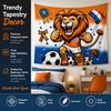 Flat Print Netherlands Flag Soccer Tapestry  World Championship Cartoon Lion Mascot Wall Hanging For Sports Fan Gift
