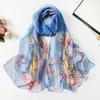 Embroidered Silk Scarf Sun-Resistant Long Wraps Summer Sunscreen Hijab  for Women