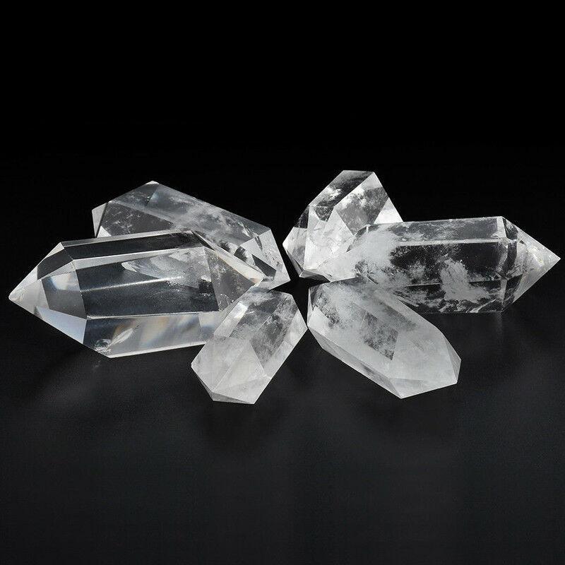 Unique Natural Clear Point Quartz White Crystal Raw Stone Terminated Wand Specimen With Intricate Lines And Patterns