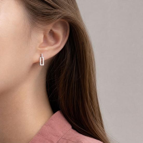 1 Pair Gold Plated Stud Earrings for Women, Minimalist Geometric Earrings, Small Rectangular Earring Jewelry