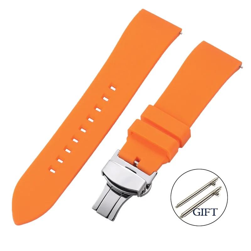Quick Relase Silicone Rubber Watch Strap 18mm 19mm 20mm 22mm 24mm Sports Watchband Butterfly Clasp Watch Strap Black Brown Red