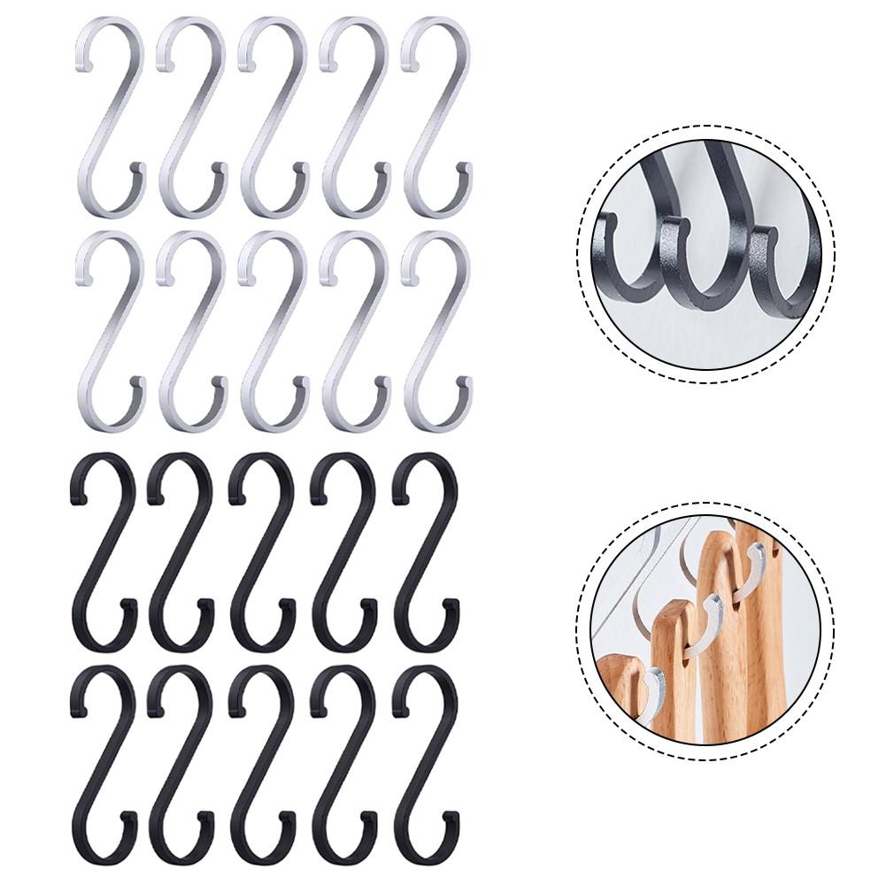 Stylish Matte Finish Aluminum S Hooks for Kitchen and Home Use 10 Pack
