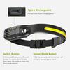 Induction Headlamp COB+LED Head Flashlight Built in Battery USB Rechargeable Outdoor Waterproof Camping Fishing Work Lantern
