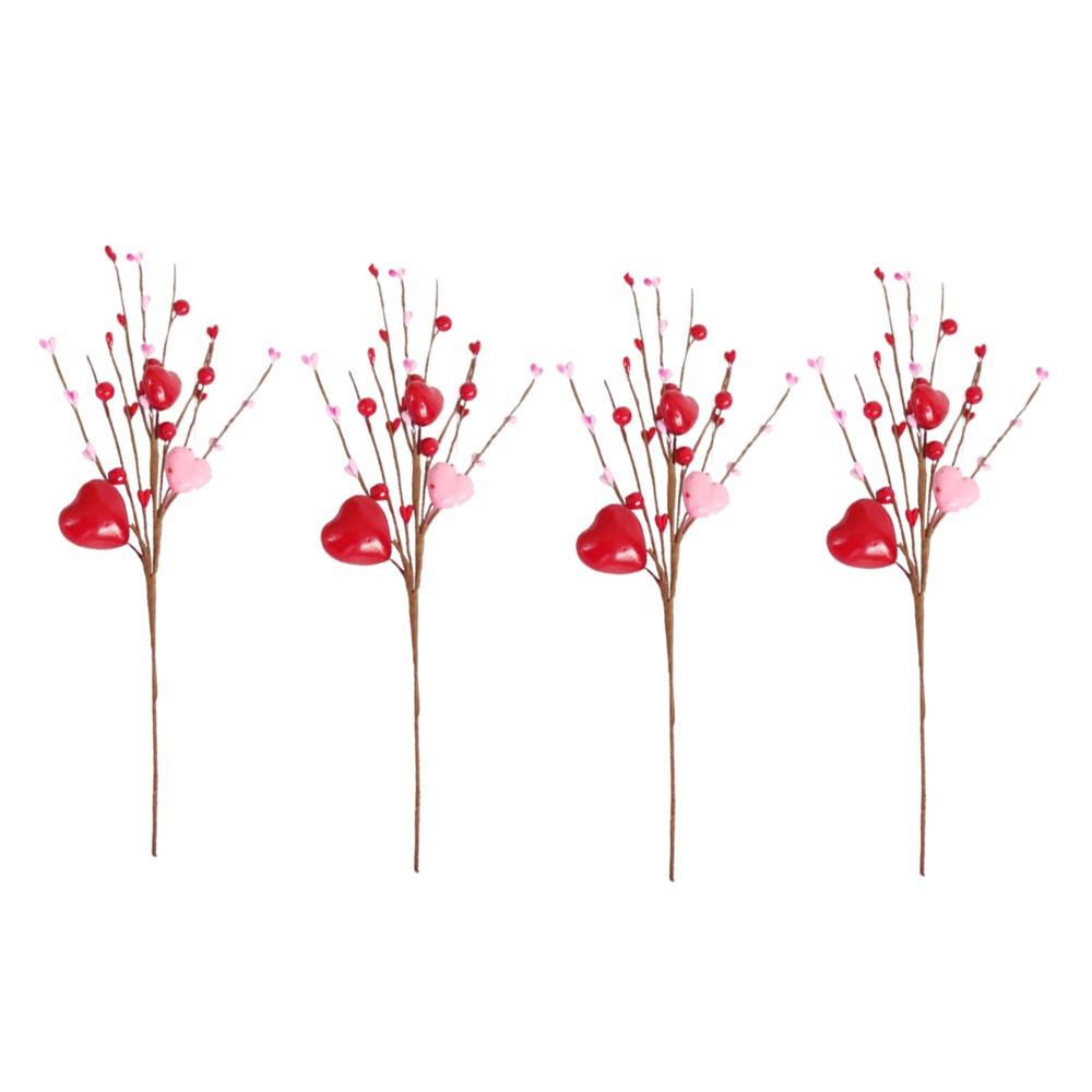 4Pcs Festival Artificial Heart Shaped Branches Happy Valentine's Day Decor  Home Living Room