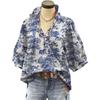 New European and American printed V-neck ruffle edge women's top