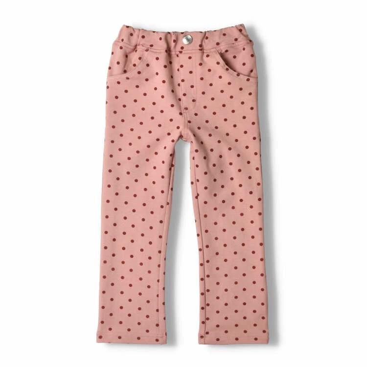 【子供服】 moujonjon (ムージョンジョン) ストレッチミニ裏毛水玉柄長パンツ 80cm-140cm M61002