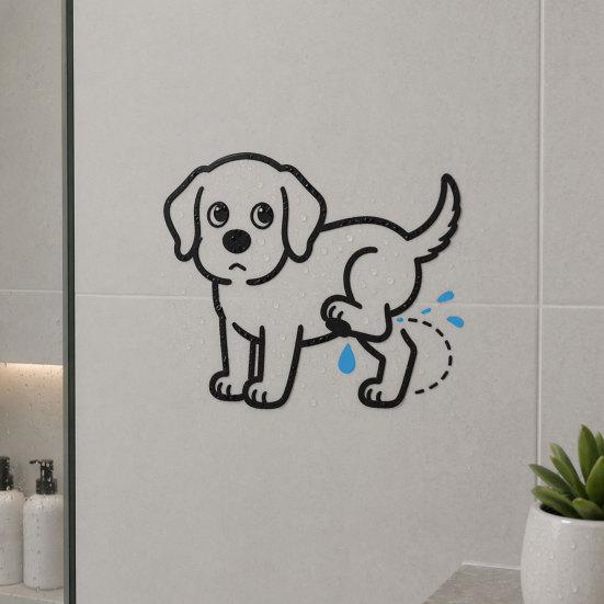 Dog Peeing Toilet Seat Decals Sticker, Puppy Water Tank Waterproof PVC Non-Residue Cover Decal, Self-Adhesive Lid for Bathroom Wall Tile Decor