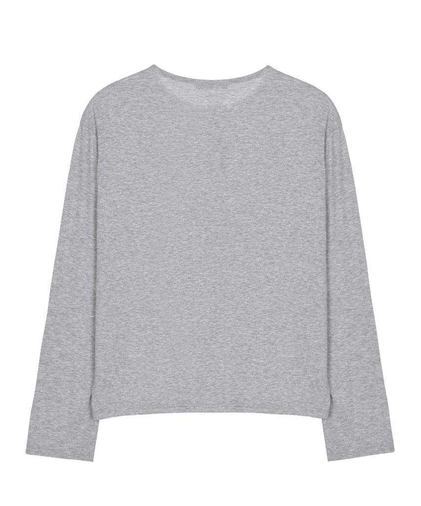 Nick&Nicole Ribbed Butterfly Patch Cardigan_Gray