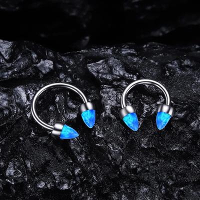 Titanyum Septum Kaş Halkaları Opal At Nalı Burun Halkası Tragus Helix Dil için Piercing Takıları Toplu Dudak Halkaları