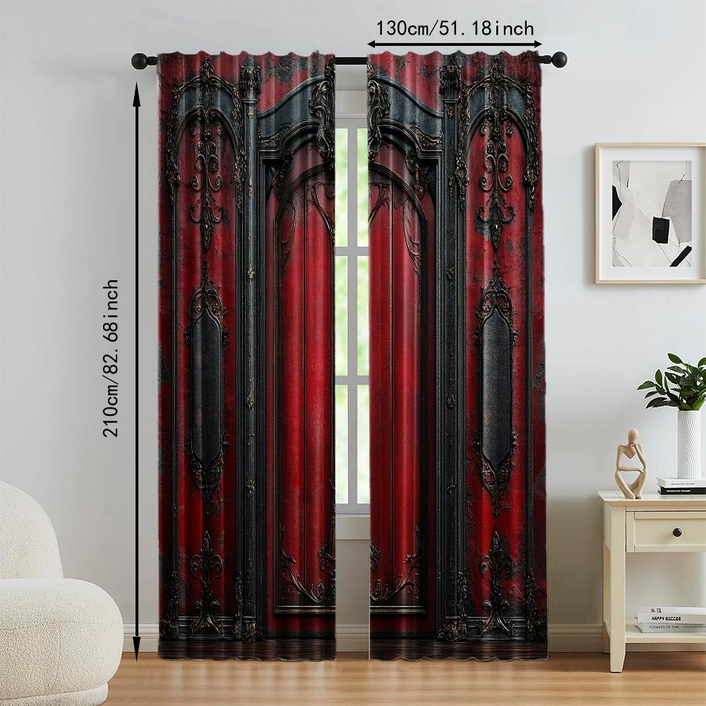 Set Of 2 Classic Versatile Polyester Transparent Curtains Home Decoration Red Use Bedrooms Living Rooms Curtain Ideal For Great Room