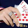 Flush Poker Ring for Men and Women, Domineering Retro Square Open Ring Jewelry