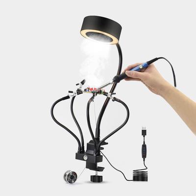 NEWACALOX Tischklemme, USB-Schweißgerät, Räuchergerät mit 3-Farben-LED-Licht, Löten, Abluftventilator, Filter, Räuchergerät, Werkzeug