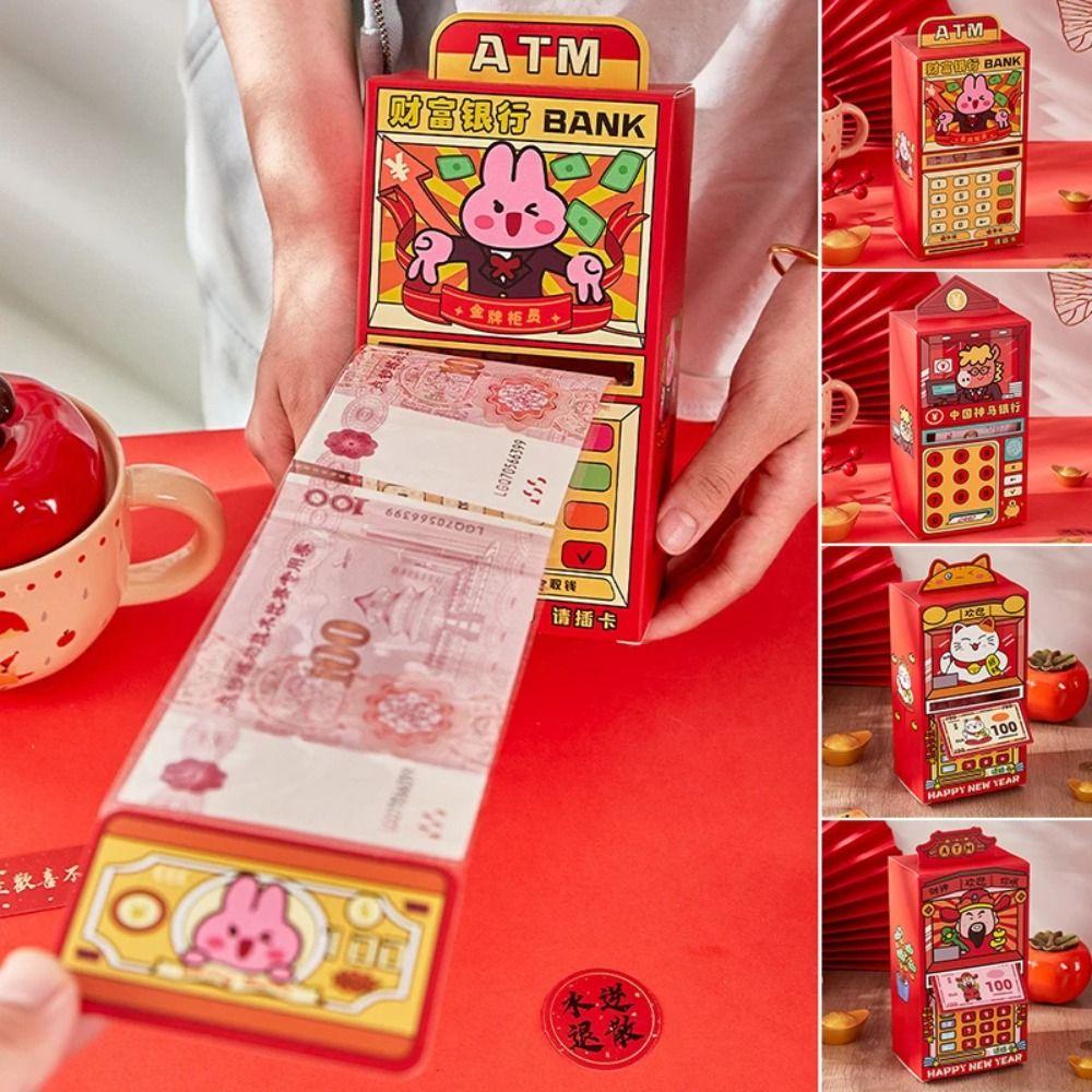 Rote Tasche Cartoon Geldumschlag Lustig Kreativ ATM Geldtasche DIY Verpackung Beste Wünsche Glücksgeldbeutel Feier Party