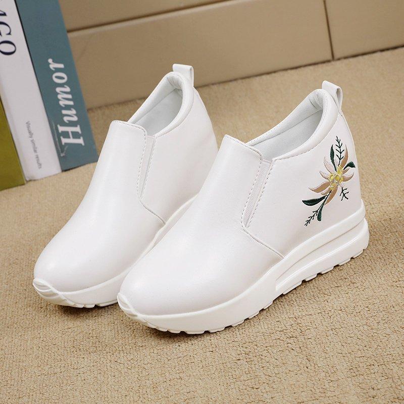 Spring and Autumn new high-heeled women's shoes platform sports breathable flowers retro casual fashion single shoes muffin board shoes