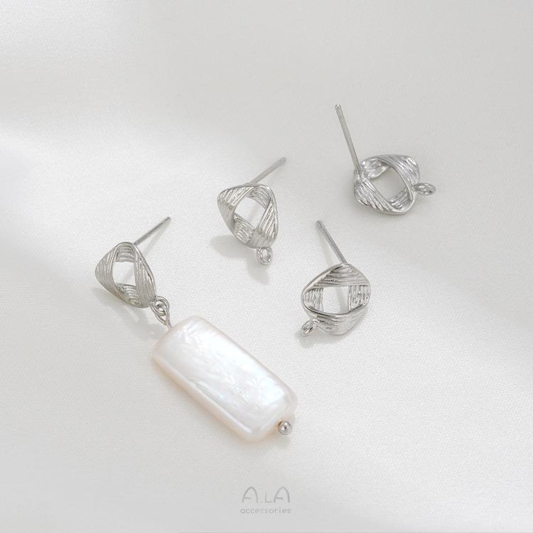 

14K Gold-Filled Textured Square Stud Earrings with 925 Silver Posts & Jump Rings