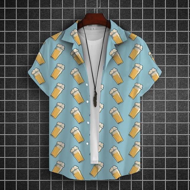Camisa Hawaiana para Hombre Camisas de Manga Corta Estampadas 3D de Cerveza Camisa para Fiesta de Cerveza Camisetas Camisetas Casuales de Verano Ropa Holgada Oversize para Hombre