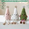 Cute Plush Christmas Tree Figurine Pendant with Stars & Striped Socks Pink,White Green Fabric Holiday Decor for Home Living Room