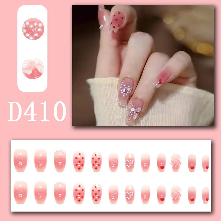 Heart Diamond Bowknot Medium Length Press-On Nail Stickers