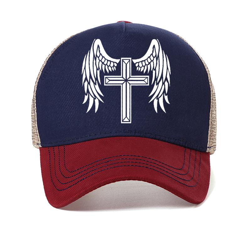 Angel Will Protect You Cap Fashion Unisex The Cross Jesus Christ Printing Baseball Cap Cool Fashion Summer Visor Trucker Hat