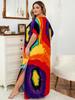 European-American Rayon Print Plus Size Beach Cover-Up Dress & Long Robe