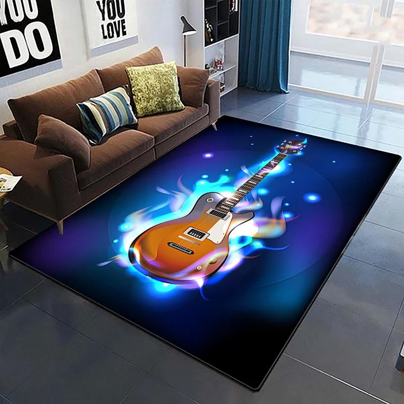 Colorful Music Guitar Melody 3D Printed Carpets for Living Room Non-Slip Area Rug Bedroom Bedside Home Decor Washable Floor Mat