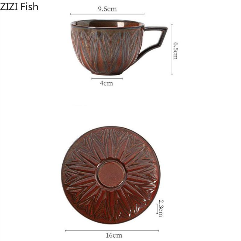 Cană ceramică vintage, creativă, Latte, Cappuccino, ceașcă de cafea, ceașcă de cafea, ceașcă de ceai de după-amiază, set de farfurii, set de băuturi pentru birou și acasă, cadou de sărbătoare