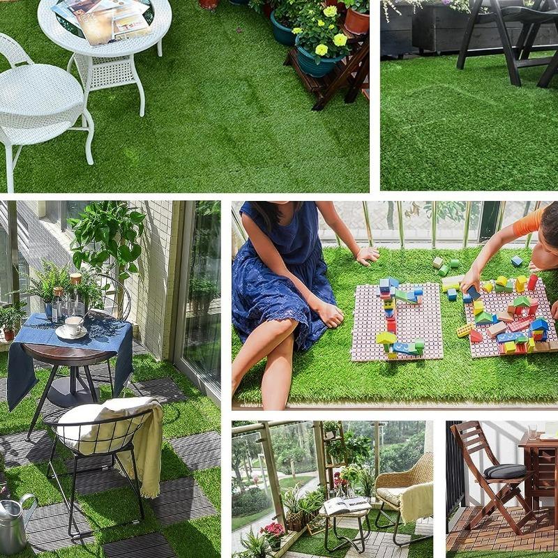 Artifical Grass Tiles Interlocking Turf Deck Synthetic Fake Grass Self-draining Mat Flooring Decor Pad Multi-Purpose Dog Mats