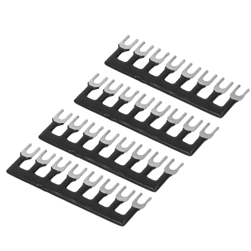 10Pcs Fork Type Terminal 8 Positions Barrier Strips Stripe Block with Pre Insulated 400V 15A Black TB‑1508