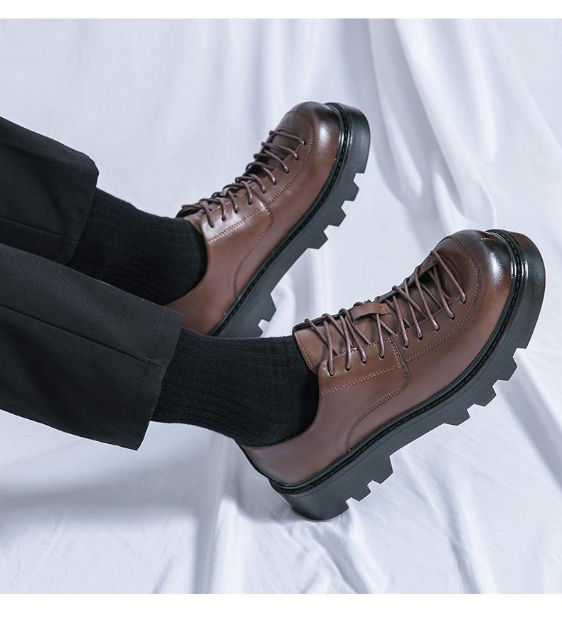 Fashion Leisure Walk Casual Shoes Fashion Business Oxford Footwear Punk Style Men Thick Soled Derby Shoes Versatile Formal Leather Shoes