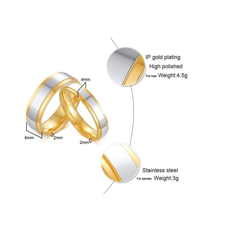 Vnox Gold Color Wedding Bands Ring for Women Man Stainless Steel Forever Lover Gifts Ring Anillo