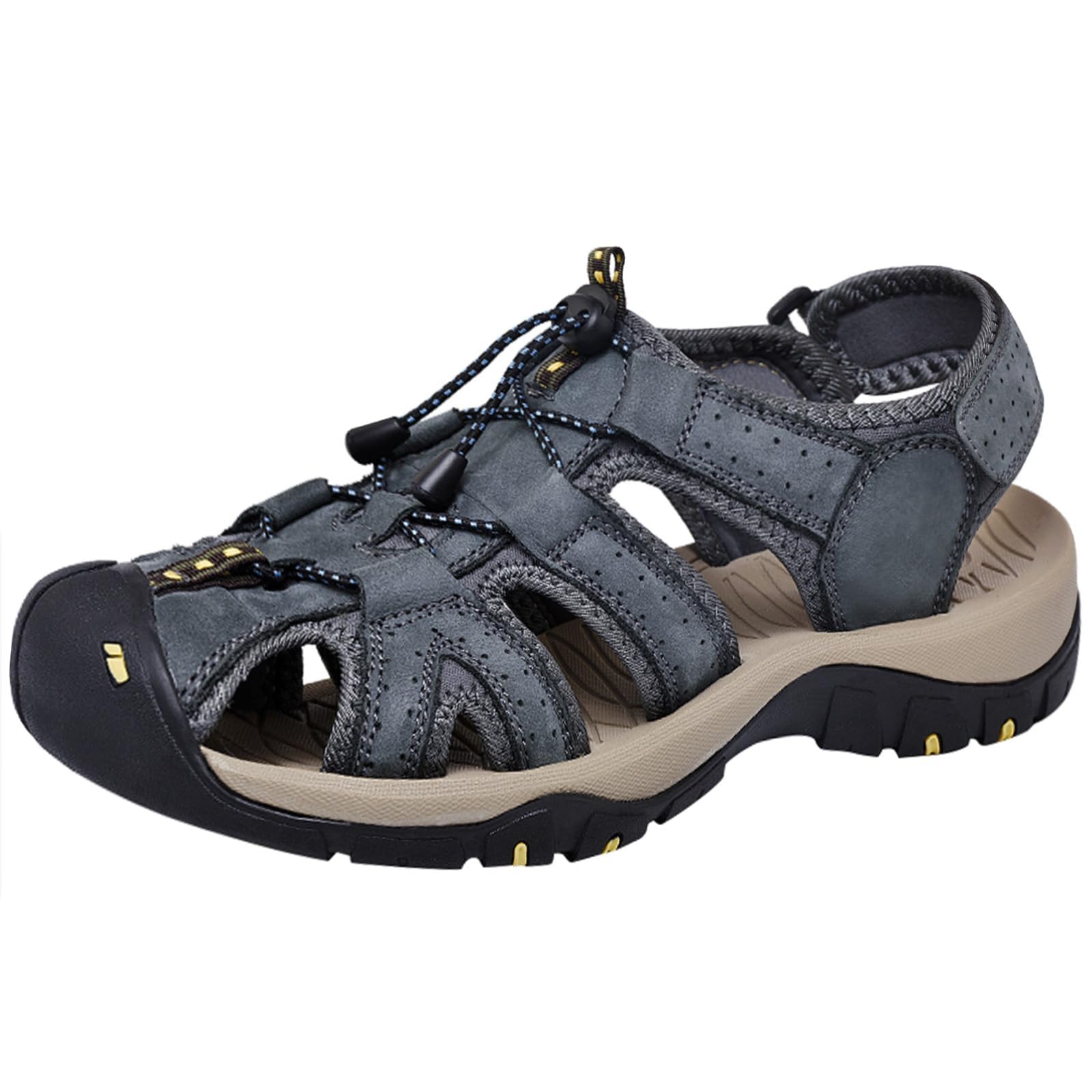 

NEARDREAM Sports Hiking Outdoor Genuine Size Men s Sandals, Sandals, Sandals, Stylish, Quick-Drying, Leather, Non-Slip, Gray, 25.5cm