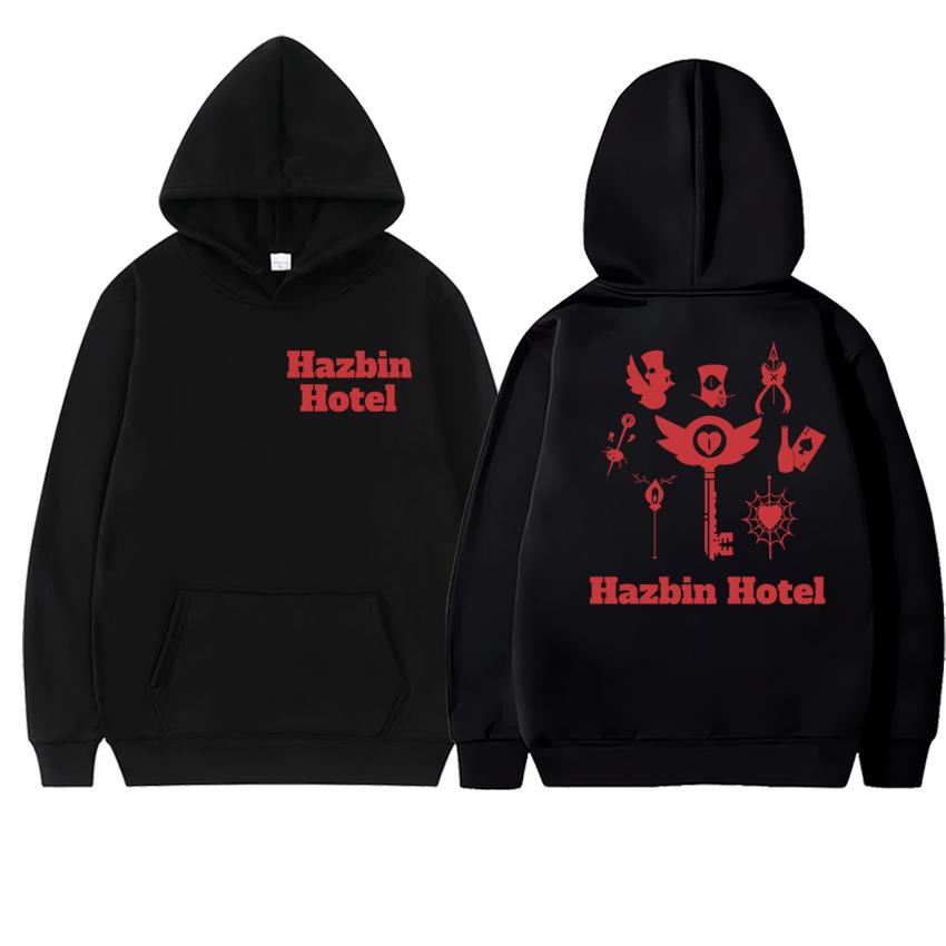 Hot Sale Hazbin Hotel Double Sided printed Hoodies  New Unisex harajuku Cartoon pullover Men women Fleece Casual Sweatshirt