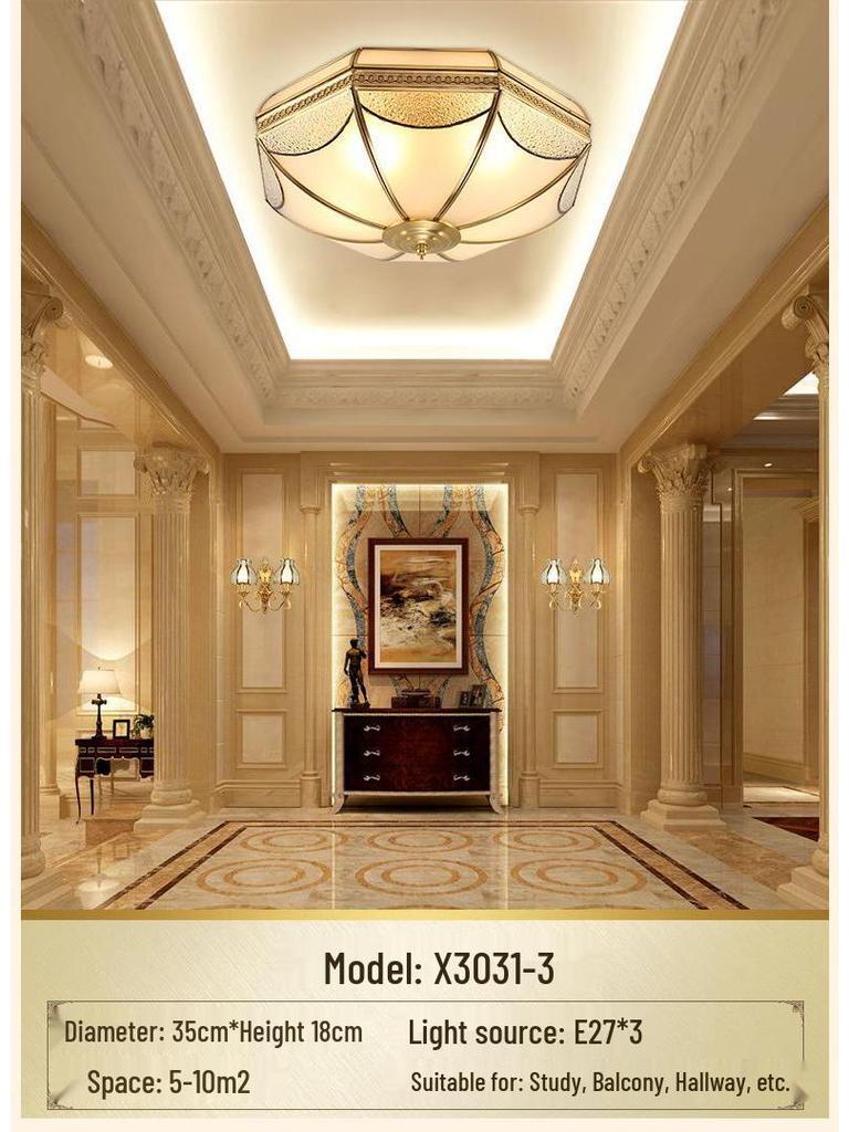 Retro-Modern American Copper Ceiling Light for Bedroom, Living Room, or Dining Room