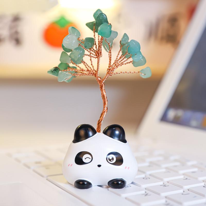 

Dudu Cute Pet Crystal Tree Resin Handicrafts Crystal Ornaments Decorative Gift Box Home Car Center Console Dolls Animal Panda wink