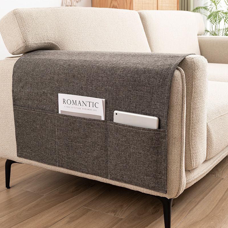 Современный Минималистичный Хлопково-Льняной Чехол на Подлокотник Дивана Универсальный для Четырех Сезонов Чехол для Дивана с Боковым Карманом для Хранения Пылезащитный Чехол Пульт Дистанционного Управления Книги 40x110cm  2 pockets темно-серого