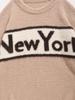 ZAFUL Men's Casual Letter New York Printed Round Neck Fuzzy Pullover Sweater
