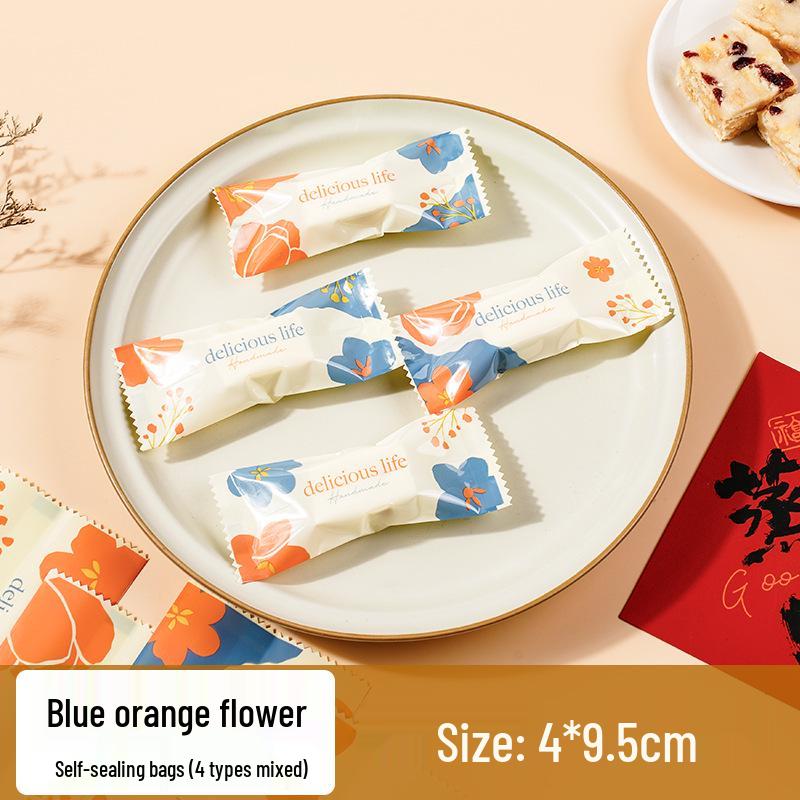 Snowflake Nougat Candy Sealing Bags for Cookies, Biscuits, Toffee, and Baking.