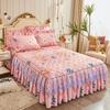 3pcs Bed Skirt Set Solid Color Quilted Thickened Lace Decoration Includes 1 Bed Skirt + 2 Pillowcases Suitable for Home And Hotel