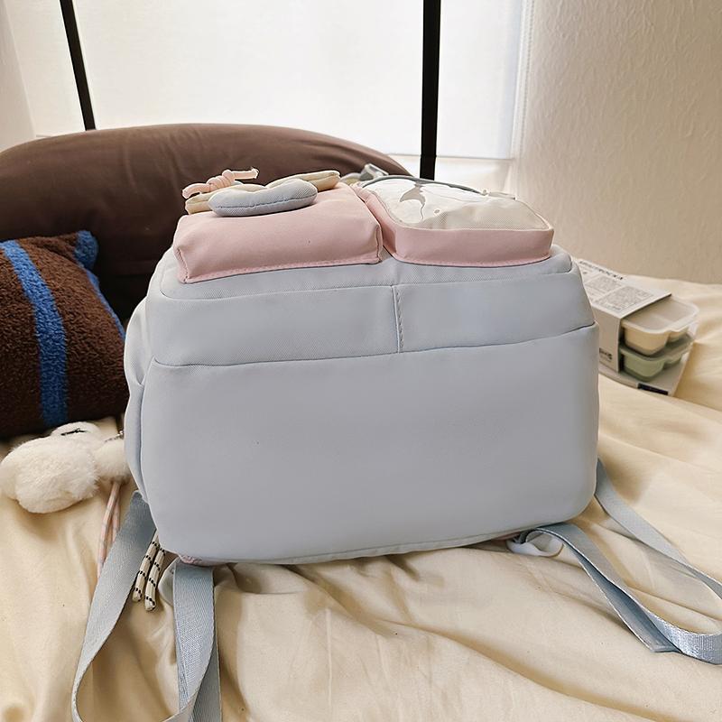 Color Block Junior High School Student Schoolbag Women's Large Capacity Travel Backpack Student Backpack