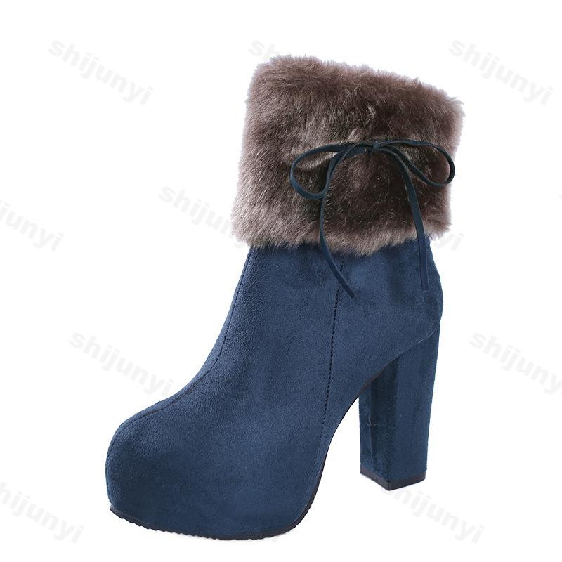 Women's Pumps Shoes Womens Autumn Winter Thick Sole Boots Side Zipper Ladies Ankle Boots Comfortable Thick Heel Platform Boots