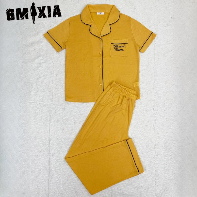 GMXIA Pajamas Women's Models Spring and Summer Short-sleeved Trousers Homewear Two-piece Set