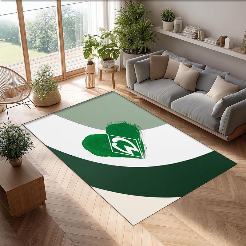 Tappeto in Velluto di Cristallo con Stampa Calcio Werder Bremen, Comodo Assorbente d'Acqua Antiscivolo Tappeto per Pavimenti Interni