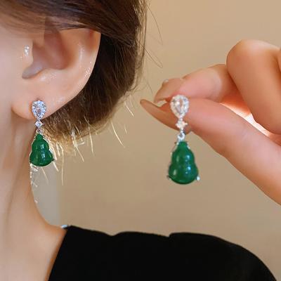 Kürbis Harz eingelegt Zirkon Ohrstecker neue chinesische Retro Guochao Ohrringe leichter Luxus nationaler Stil Trend Temperament Ohrringe