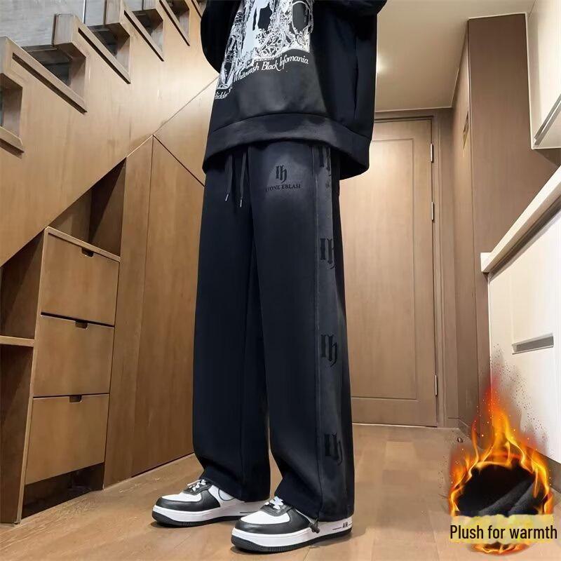 Tenåringsgutters pluss fløyel fortykkede sportsjoggebukser med vide ben for høst og vinter